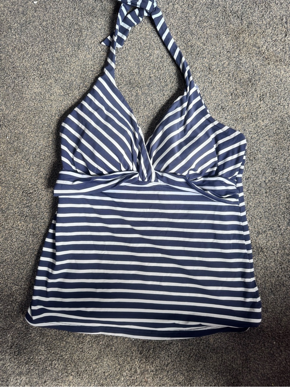 Lands' End Navy and White Striped Halter One-Piece Tank
